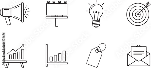 Advertising and Marketing Line Icon Set