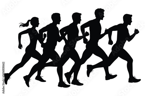 Group of Runners Silhouettes - Marathon, Fitness & Race Training