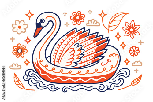 hand drawn vector illustration of a swan