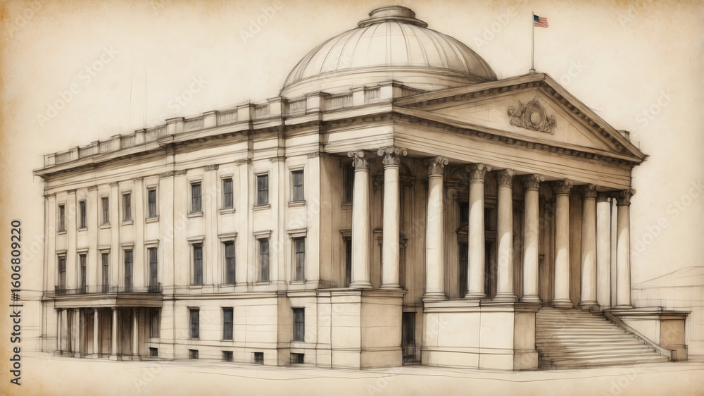 Fototapeta premium Old Buildings Illustration, Isometric Building Illustration,