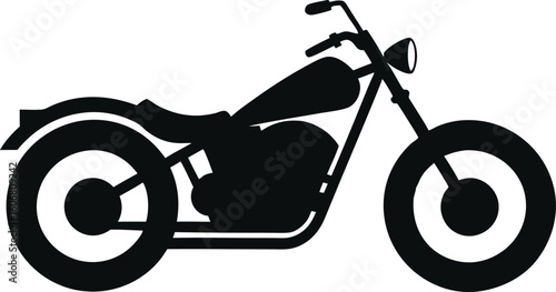Silhouette of a chopper motorcycle with long handlebars and low stance Vector illustration