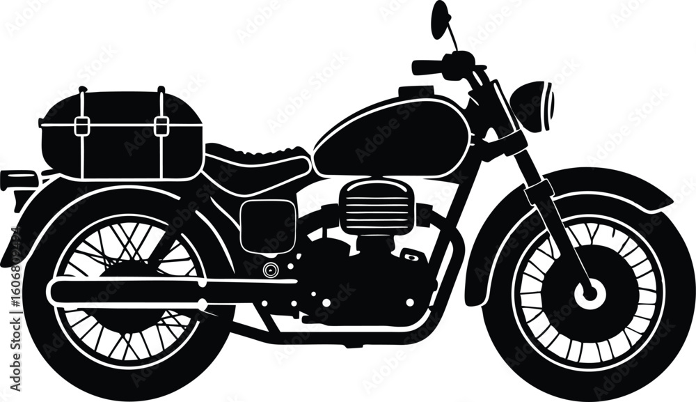 Fototapeta premium Adventure motorcycle loaded with travel gear for long distance trips Vector illustration