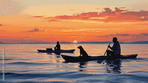 Ember Sea Sunset isolated watercolor vector illustration svg