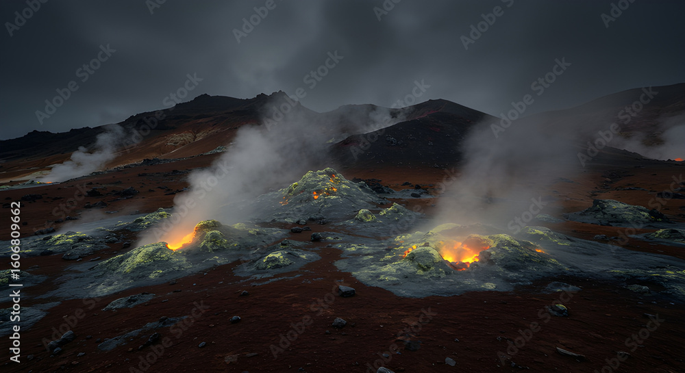 Obraz premium boiling water in the volcano