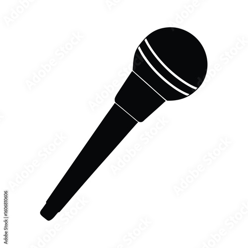 Isolated black microphone silhouette icon