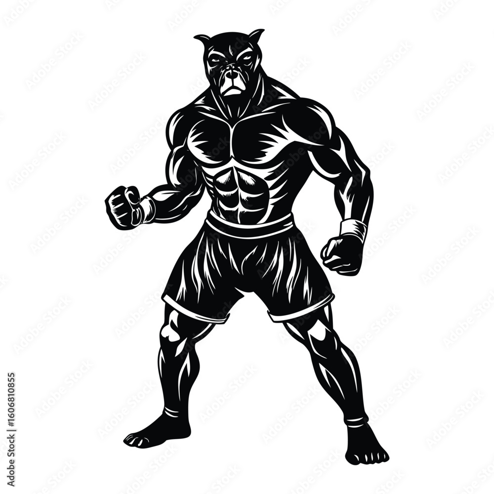 Fototapeta premium Vector a boxer stand with pose vector silhouette on white background