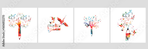 Education and learning concept. Blogging and copywriting vector illustration