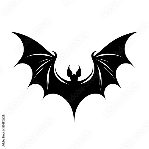 Wallpaper Mural Minimalist Black Silhouette of a Flying Bat Halloween Clipart Design Torontodigital.ca