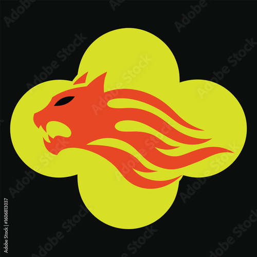 Fiery tiger leaping with blazing tail flames intense movement expression