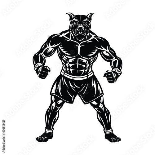 Vector a boxer stand with pose vector silhouette on white background