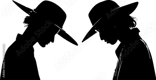 Contemplative Silhouettes with Wide-Brimmed Hats - Thoughtful and Mysterious