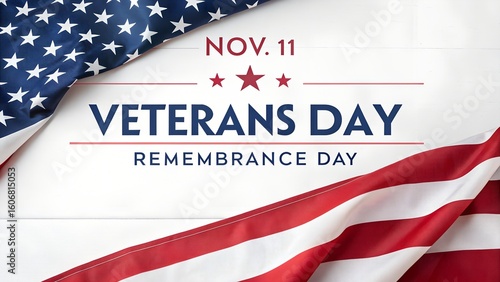 Veterans day and remembrance day with american flags