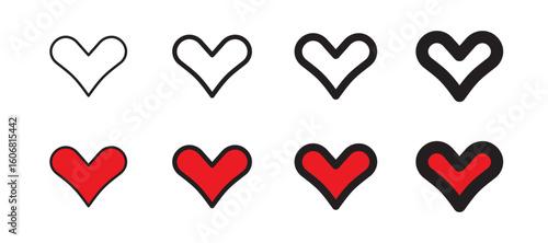Heart vector icon. Love simple outline, red valentine symbol, heart shape, like design