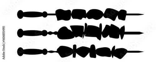 Skewer vector icon, kebab logo. Shashlik silhouette, bbq stick pictogram