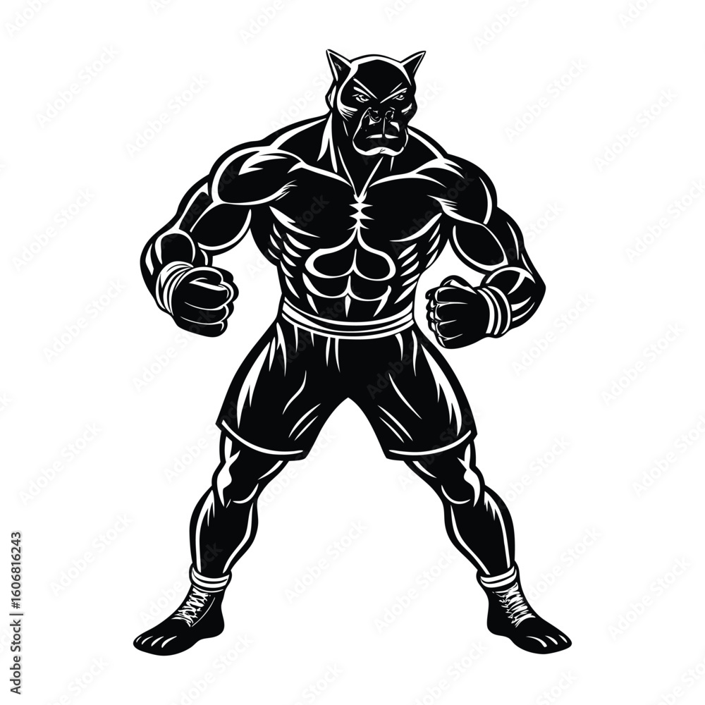 Fototapeta premium Vector a boxer stand with pose vector silhouette on white background