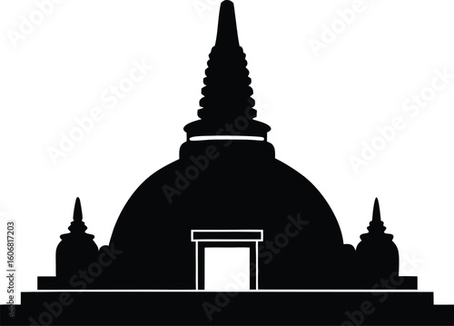 sri lankan stupa buddhist temple silhouette vector illustration