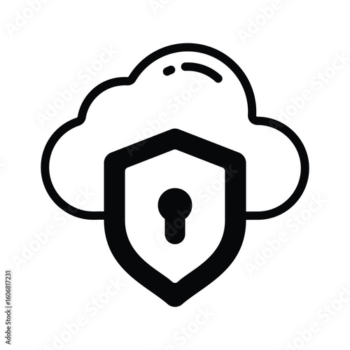 Grab this glyph icon of highly secure cloud