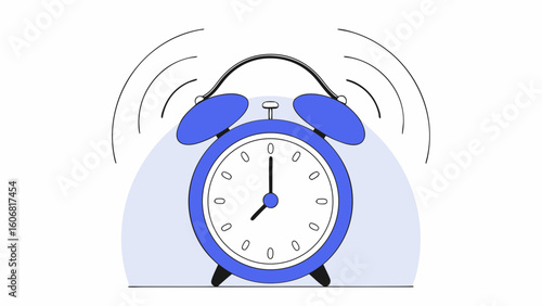 A vibrant blue alarm clock ringing, symbolizing urgency and the passage of time.