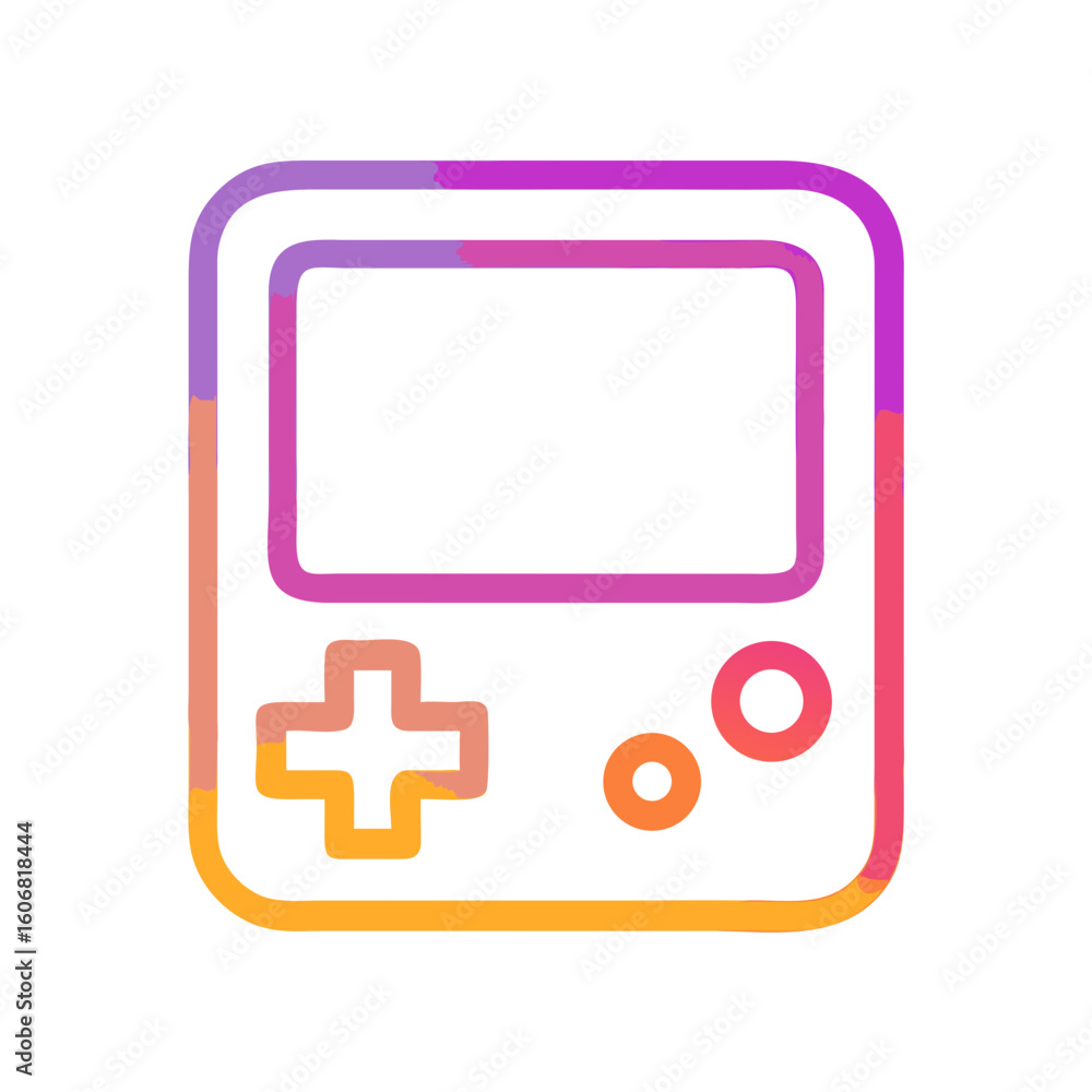 Retro handheld game console icon in flat minimalist design Retro handheld game console icon in flat minimalist design