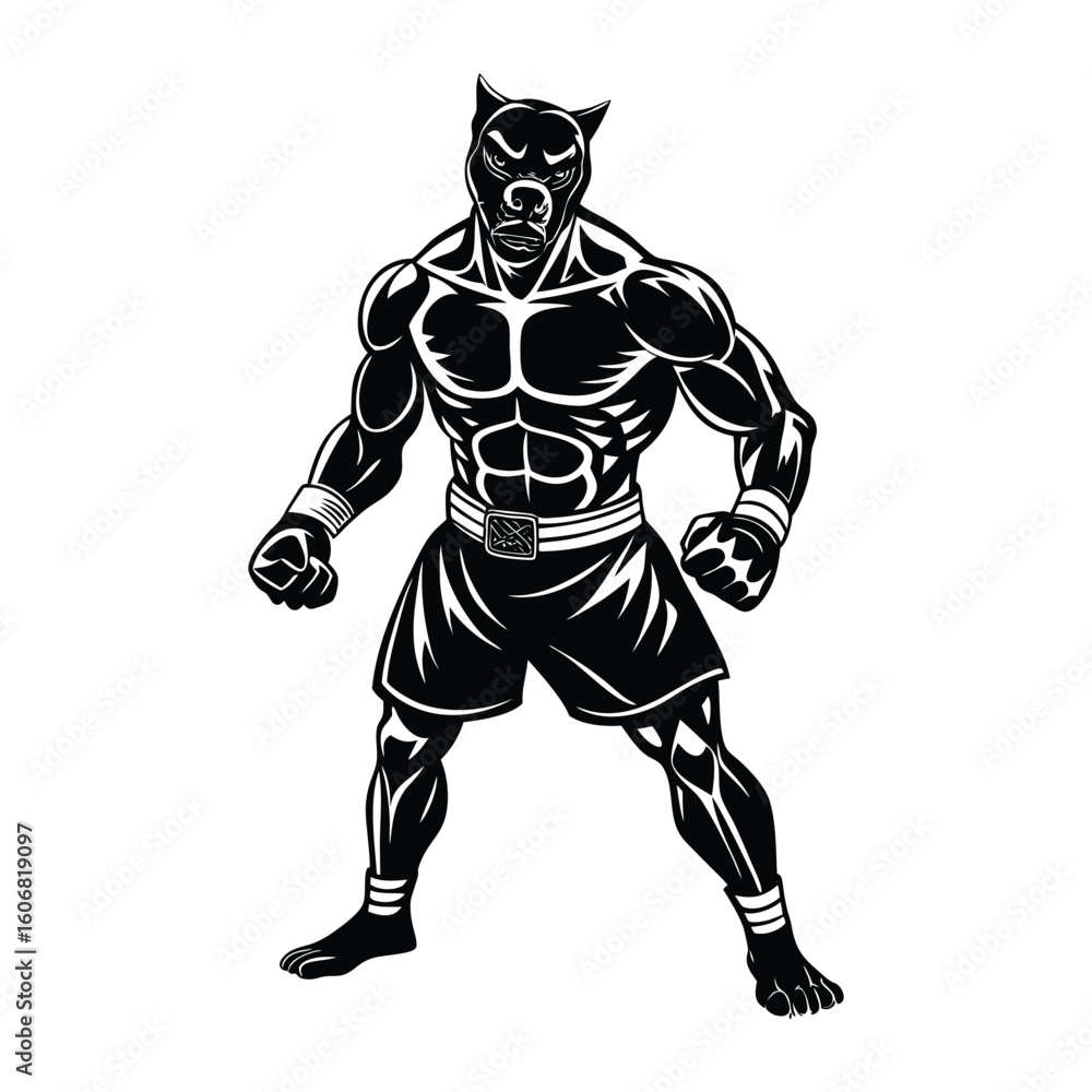 Fototapeta premium Vector a boxer stand with pose vector silhouette on white background