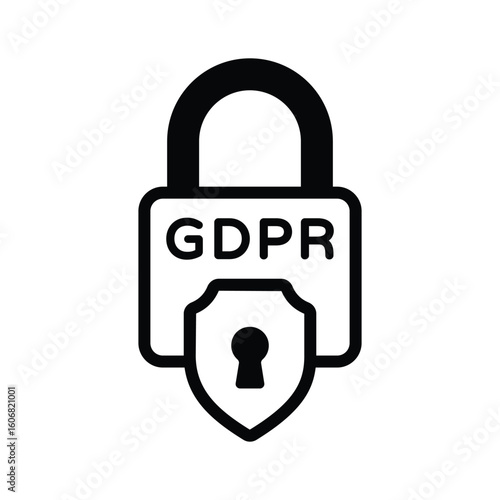 A captivating glyph icon of locked GDPR lock