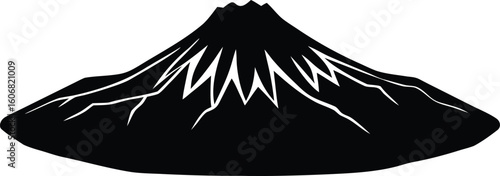 volcano crater silhouette vector