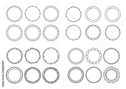 Collection of circular decorative frames and borders for graphic design projects.