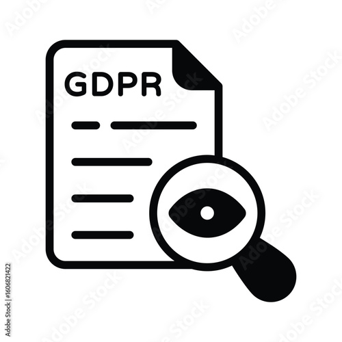 Grab this glyph icon of GDPR proofreading page