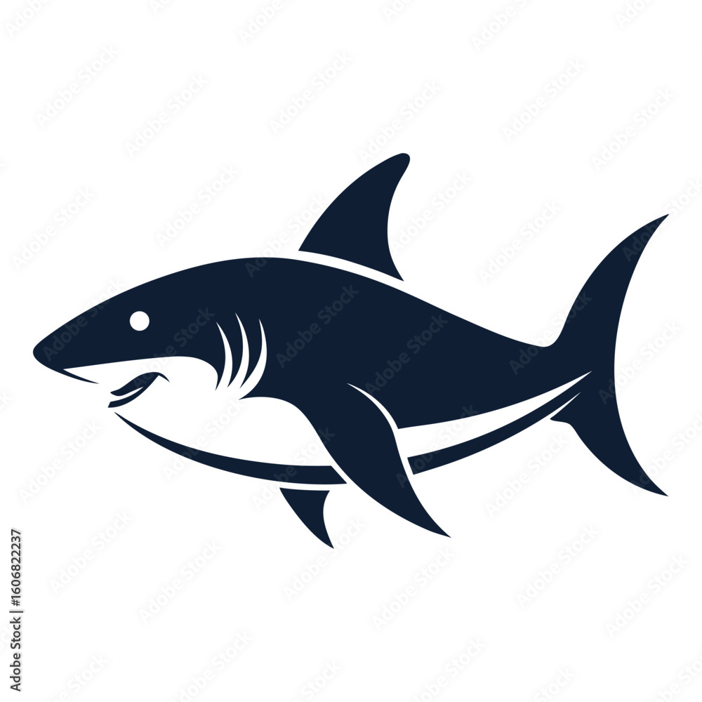Fototapeta premium Shark Silhouette Illustration – Ocean Predator Icon