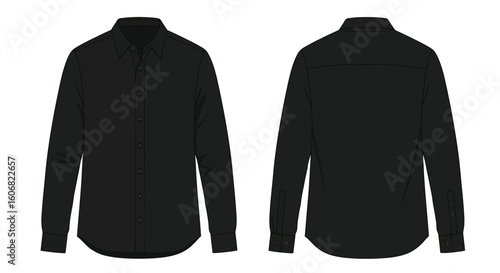 Oversized Black Shirt – Long Sleeve Flat Vector Mockup