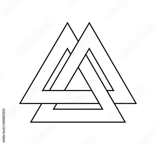 series of valknut odin symbol viking celtic knot triangles for logo icon background web graphic tattoo. vector illustration.