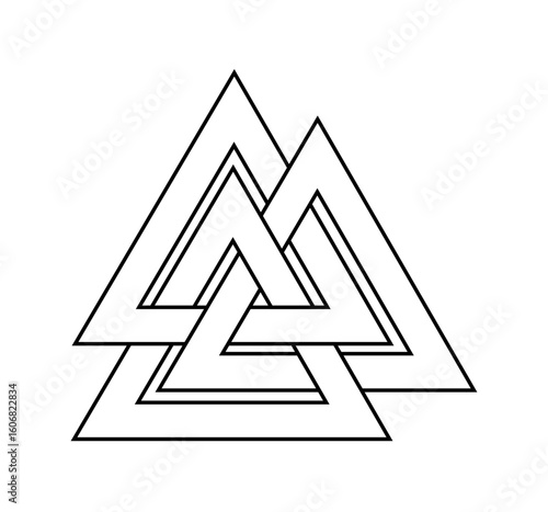 series of valknut odin symbol viking celtic knot triangles for logo icon background web graphic tattoo. vector illustration.