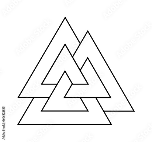 series of valknut odin symbol viking celtic knot triangles for logo icon background web graphic tattoo. vector illustration.