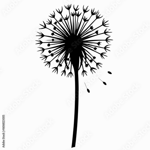 Wallpaper Mural Dandelion Wish vector clean black silhouette design white background Torontodigital.ca