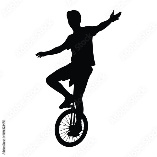 Man Riding Unicycle Silhouette - Balance, Skill & Unique Sport