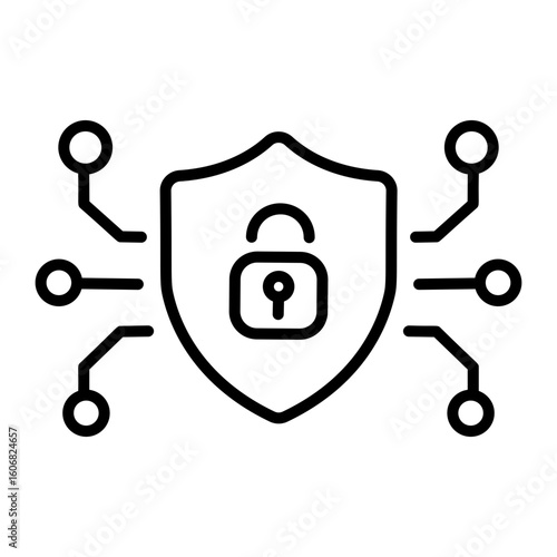 A line style icon showing cybersecurity