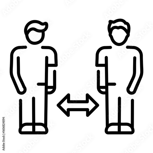 A line style icon showing social distancing