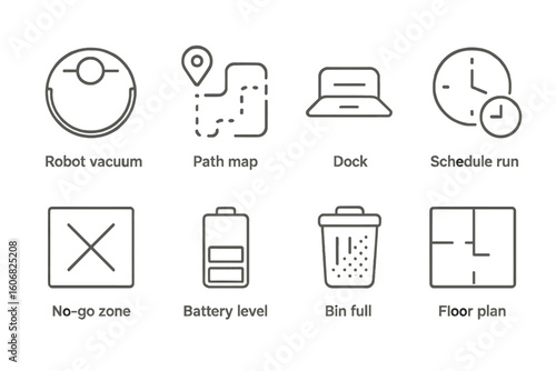 Smart home robotics: robot vacuum icons for efficient cleaning and navigation