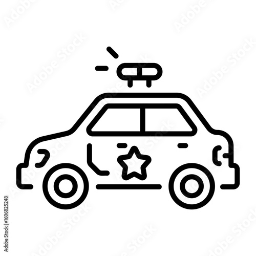 An outline style icon depicting police car