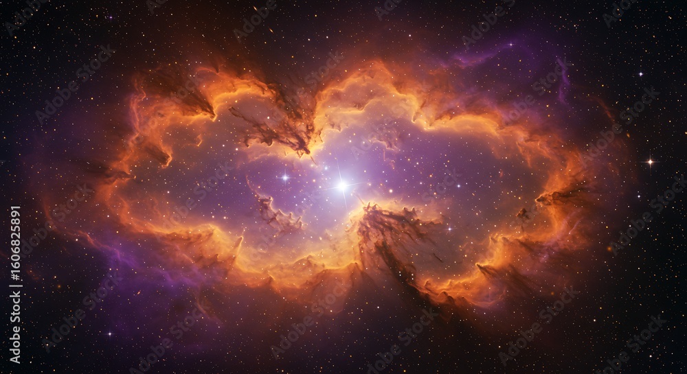 Obraz premium Cosmic Nebula Scenery with Colorful Galaxies