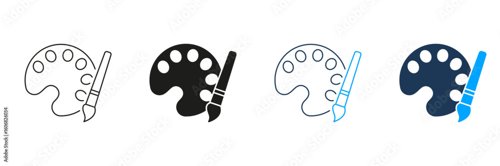 Fototapeta premium Artist Palette And Paintbrush Line And Solid Icon Set. Creative Art Tools And Painting Equipment Symbol Collection. Artistic Expression And Design Elements. Isolated Vector Illustration