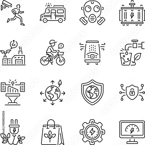 Pack of Safety and Protection Linear Icons 

