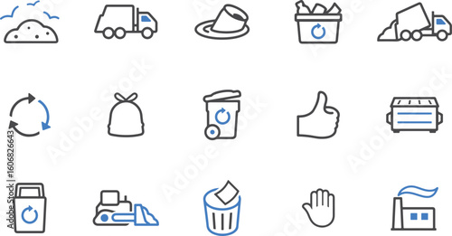 Delivery and Packaging Icon Pack – Delivery, Truck, Food, Drink, Package, Courier, Box, Service, Hat, Fast, Shipping, Bag, Takeaway, Transport, Cup, Trash, Container, Order

