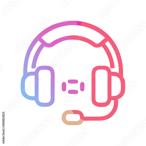 Headset graphic illustration in modern flat style with gradient colors  