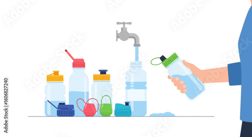 filling water bottles from a tap