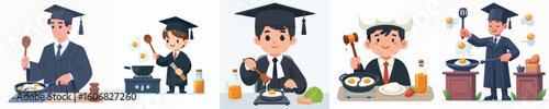 vector character judge cooking eggs