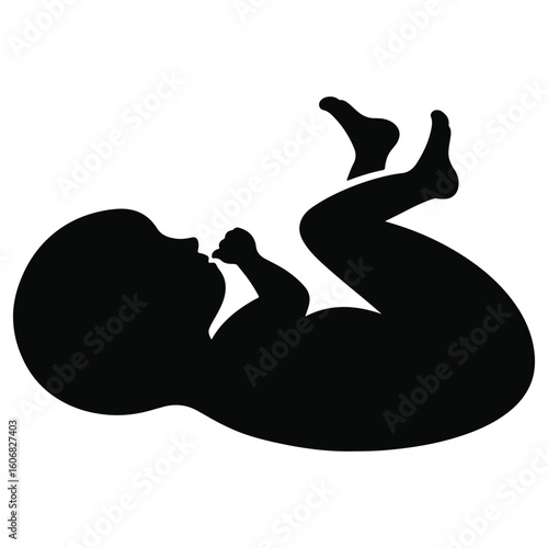 New Born Baby Sillouette Vector Isloated On White Background