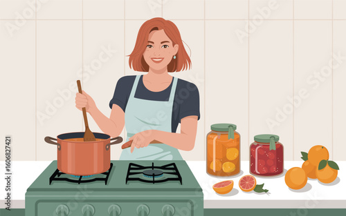 Homemade Cooking Woman Preparing Food in a Bright Kitchen
