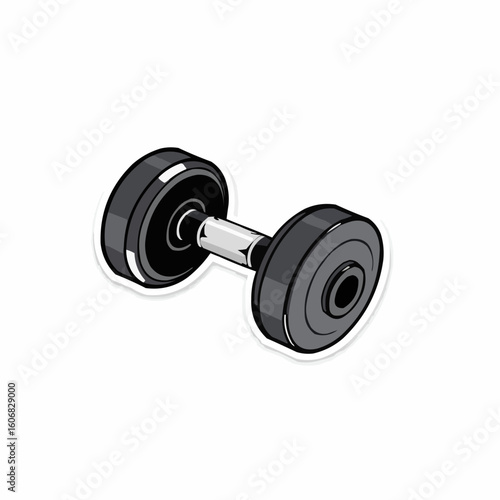 Black dumbbell on a white background for fitness and workout  