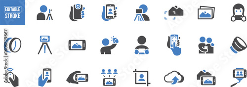 Media Production Icon Pack – Camera, Filmmaking, Video, Content, Creator, Studio, Shooting, Tripod, Director, Scene, Actor, Production, Recording, Movie, Broadcast, Edit, Film, Digital

